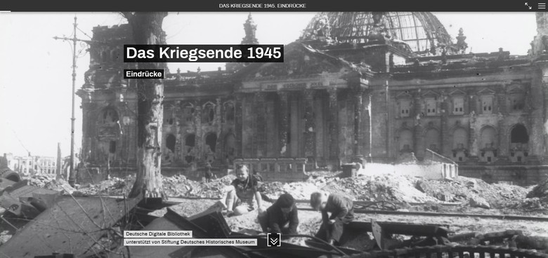 Beispiel für eine virtuelle Ausstellung mit DDBstudio (Startseite). Abbildung aus der Ausstellung Das Kriegsende 1945.