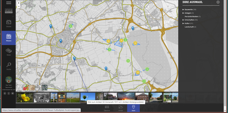Die interaktive Karte des Museums der verlorenen Heimat Erkelenz.
