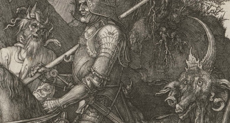 "Ritter, Tod und Teufel" in der Zoomansicht von DDBstudio, aus der Ausstellung  Albrecht Dürer – 500 Jahre Meisterstiche.